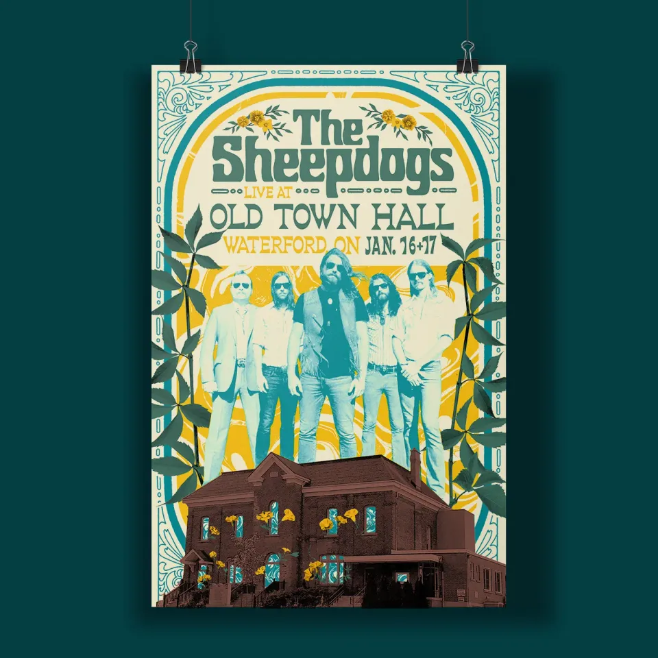 Sheepdogs Waterford affiche risographie 11x17
