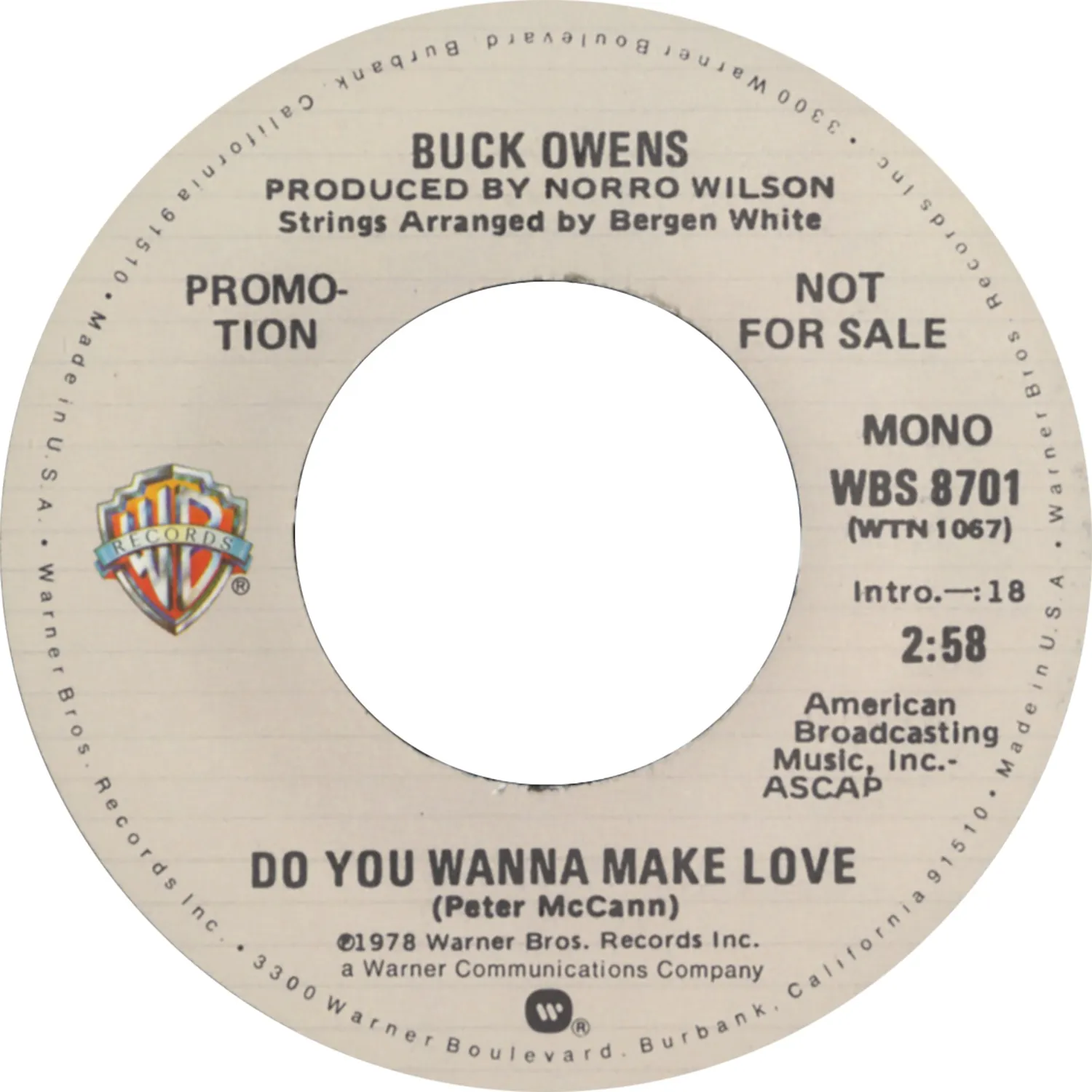 Omnivore Recordings Buck Owens Do You Wanna Make Love single 7"