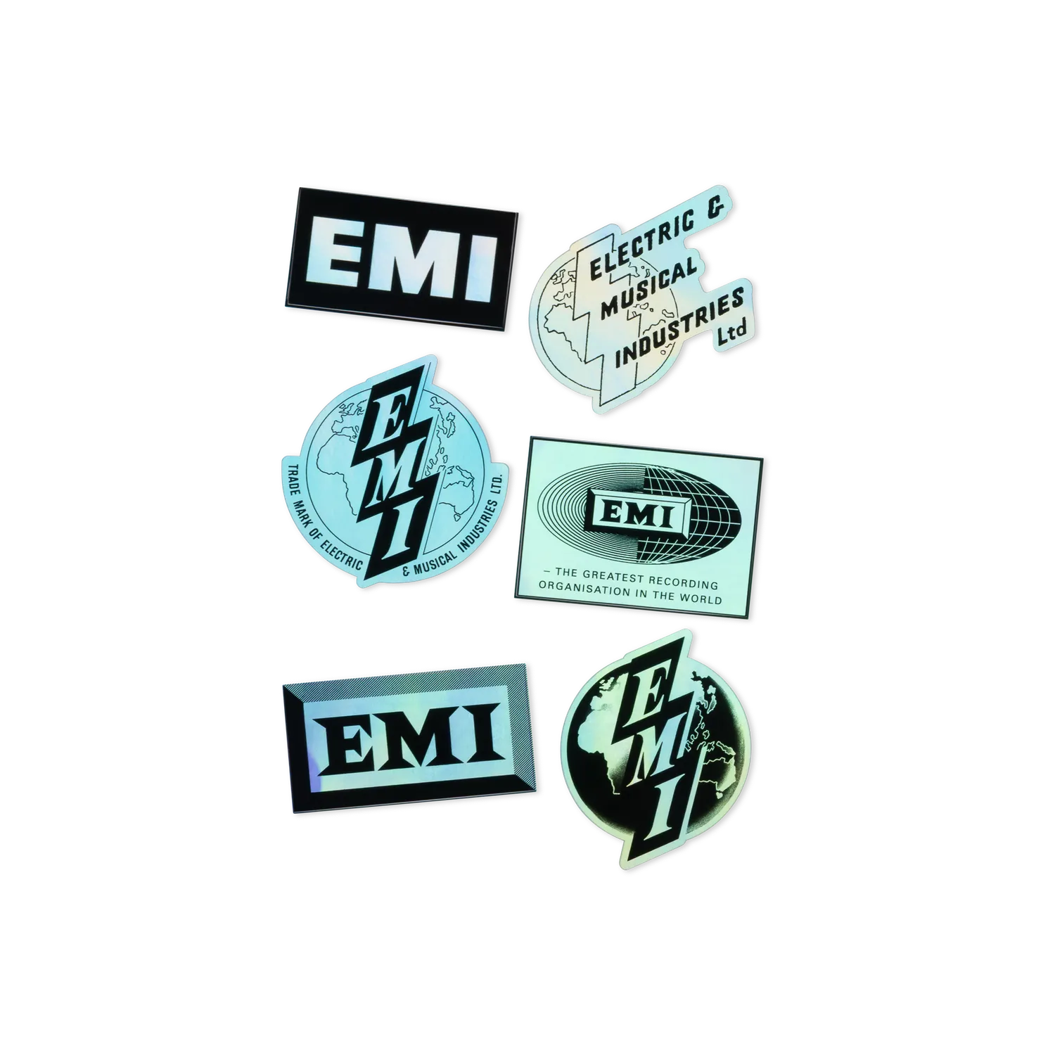 EMI Stickers logo holographique planche 6 pièces