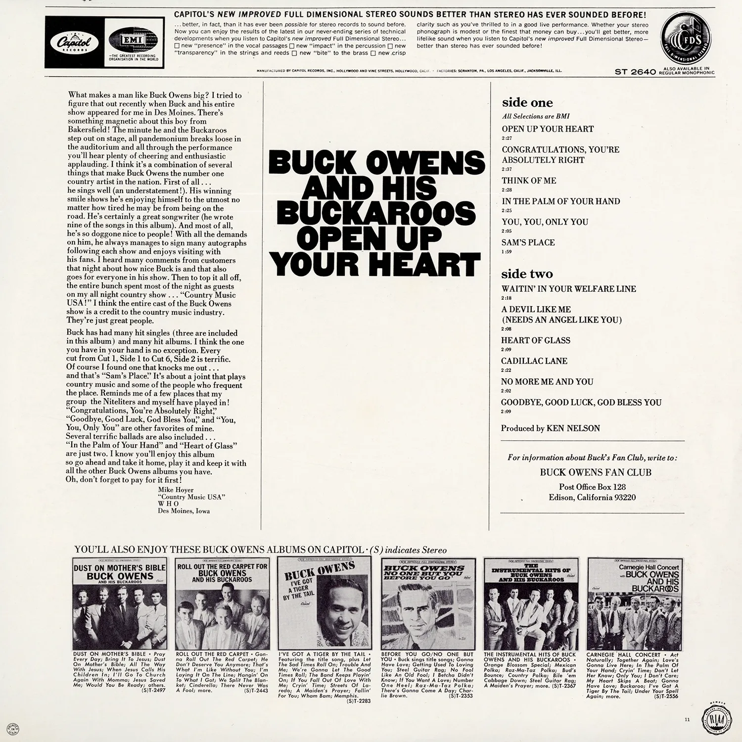 Omnivore Buck Owens Open Up Your Heart vinyle vintage