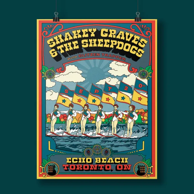 Sheepdogs Recording Co Echo Beach Shakey Graves poster sérigraphie 24x18