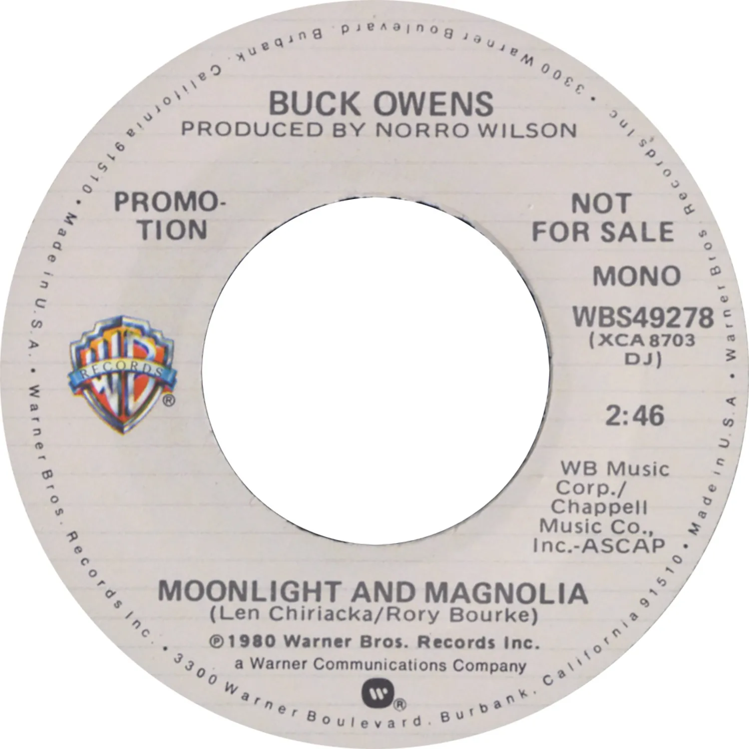 Buck Owens Moonlight And Magnolia vinyle 7 pouces vintage