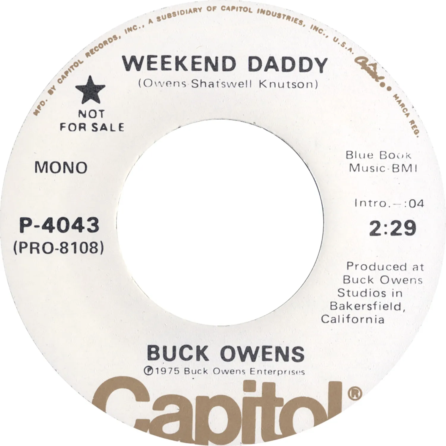 Omnivore Recordings Buck Owens Weekend Daddy vinyle 7 pouces