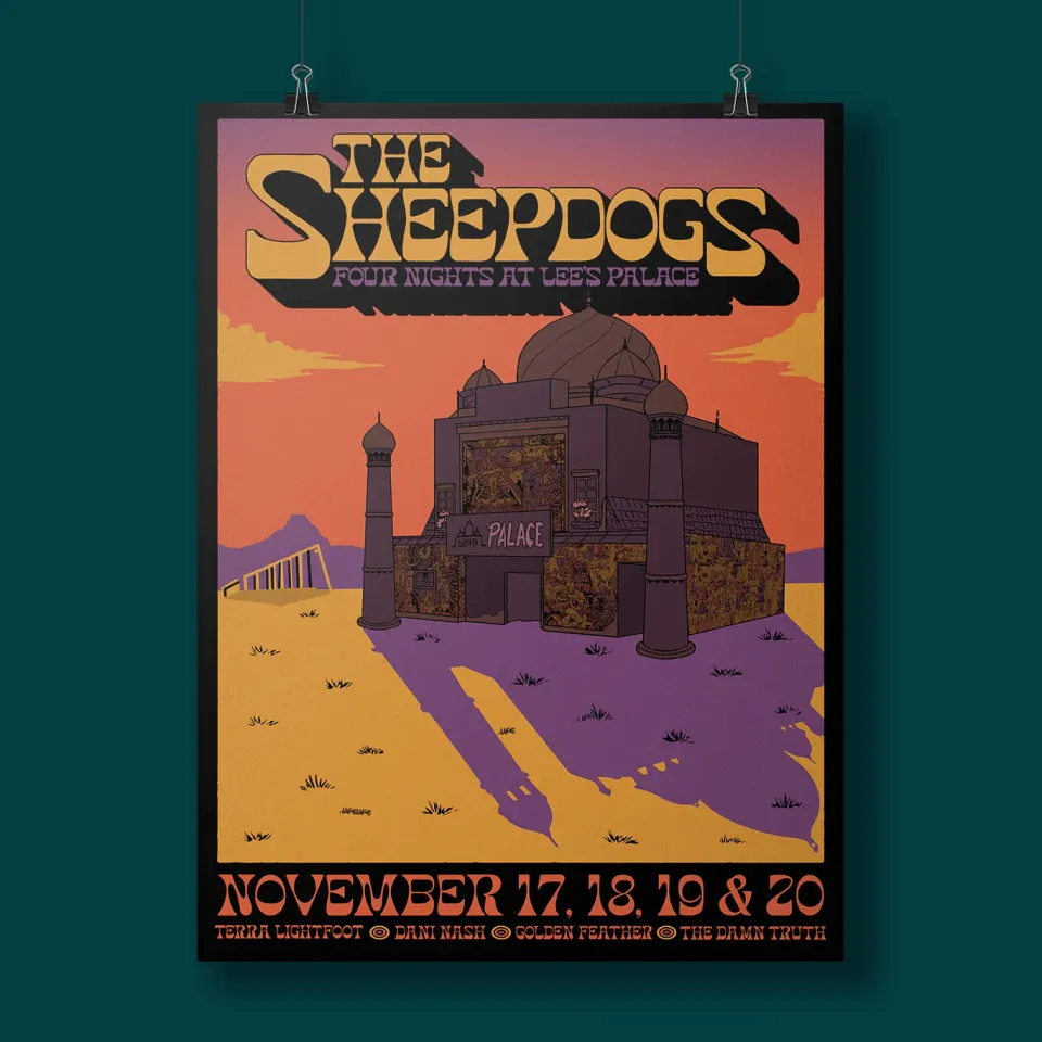 Sheepdogs Live at Lee's affiche sérigraphiée 24x18 pouces