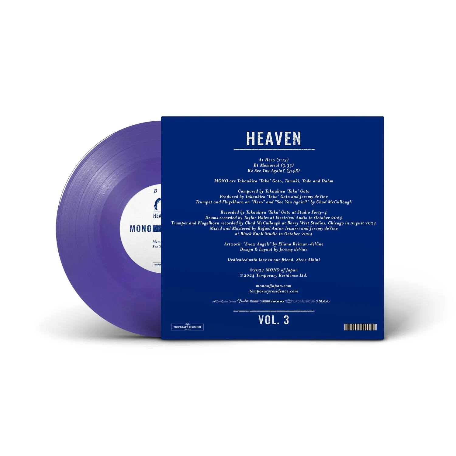 Temporary Residence MONO Heaven Vol.3 vinyle 10" violet post-rock
