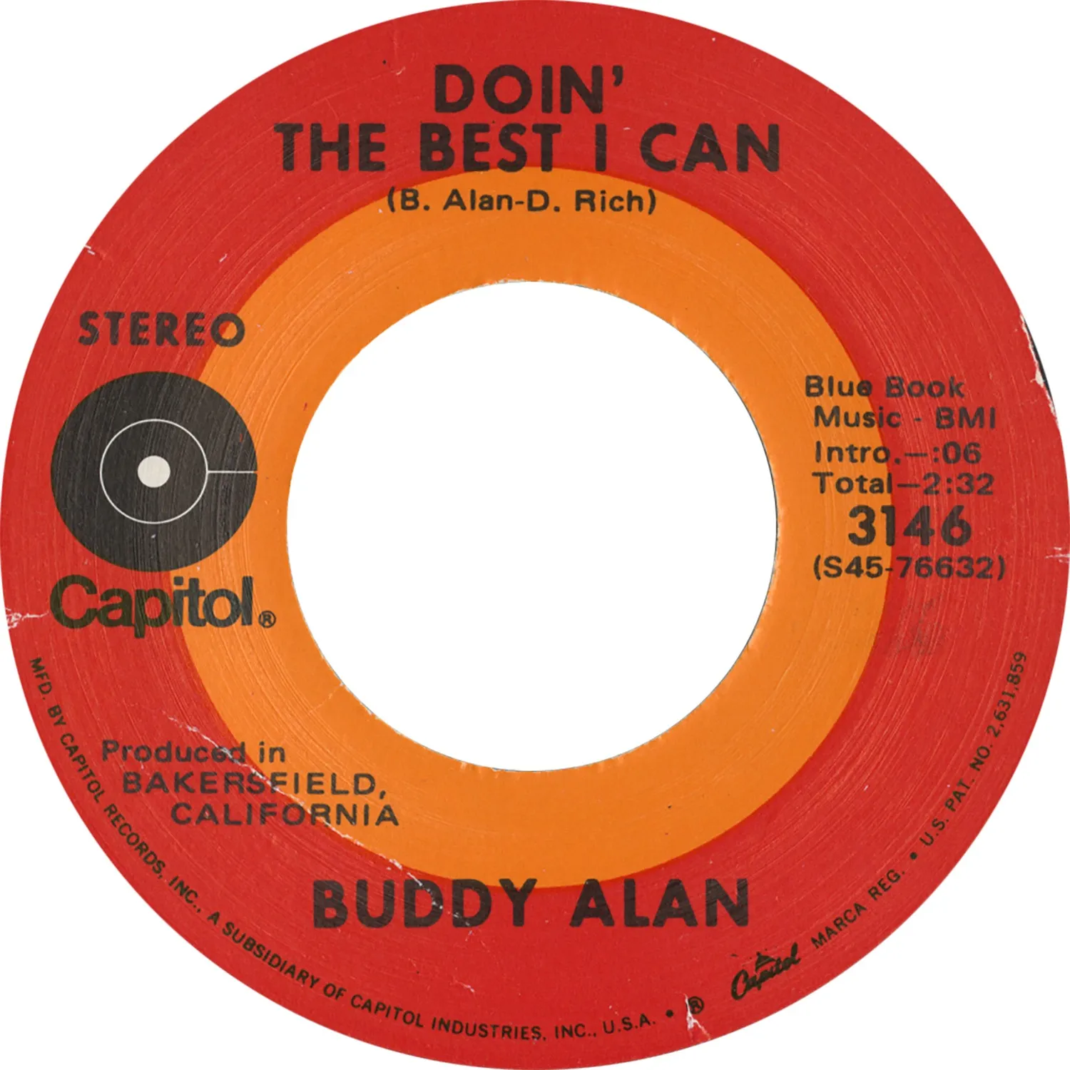 Omnivore Recordings Buddy Alan I Will Drink Your Wine vinyle 7"
