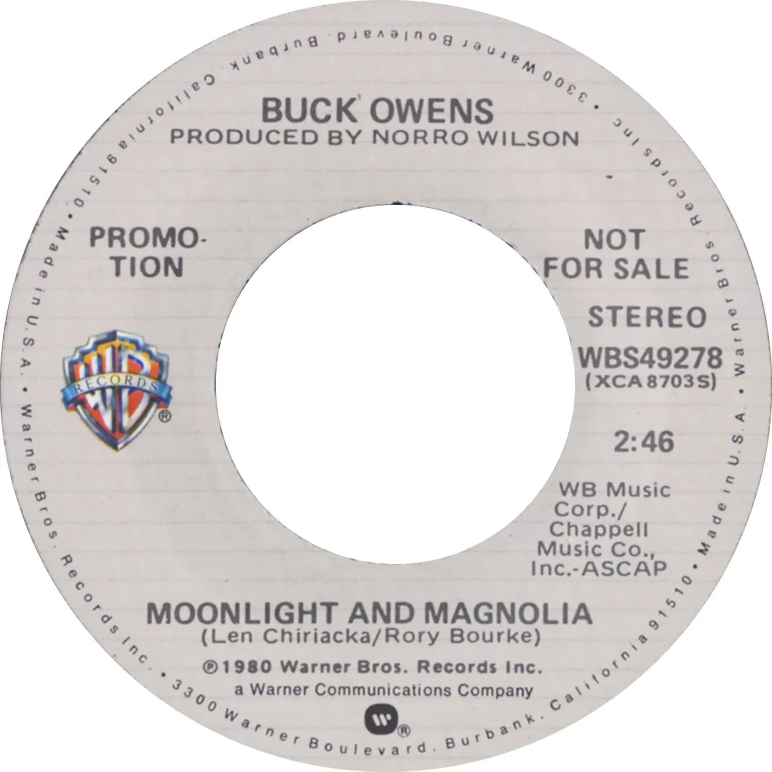 Buck Owens Moonlight And Magnolia vinyle 7 pouces vintage