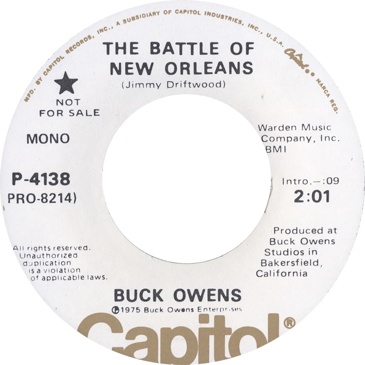 Omnivore Buck Owens Battle Of New Orleans 45 tours vintage mono