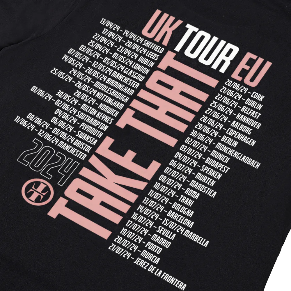 Take That This Life Tour Dateback t-shirt charcoal dates dos