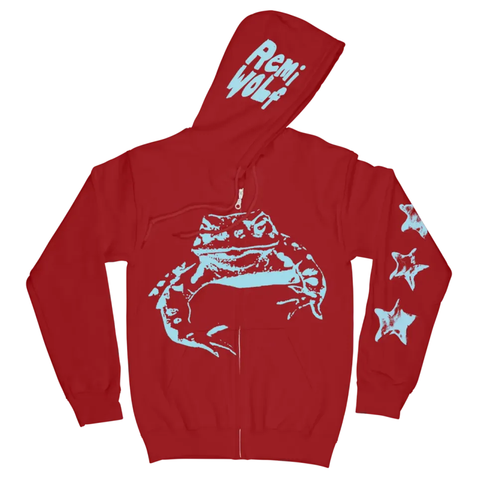 EMI Froggy Sweat Capuche Zippé Rouge Remi Wolf Taille S-XXL
