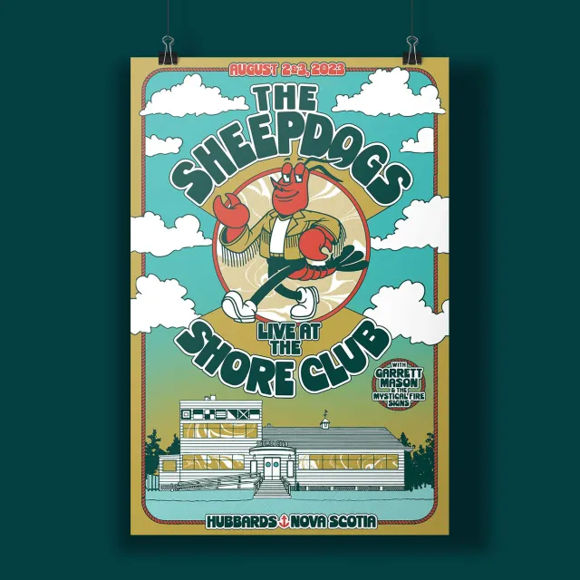 Sheepdogs Recording Co Shore Club affiche concert 28x43 cm