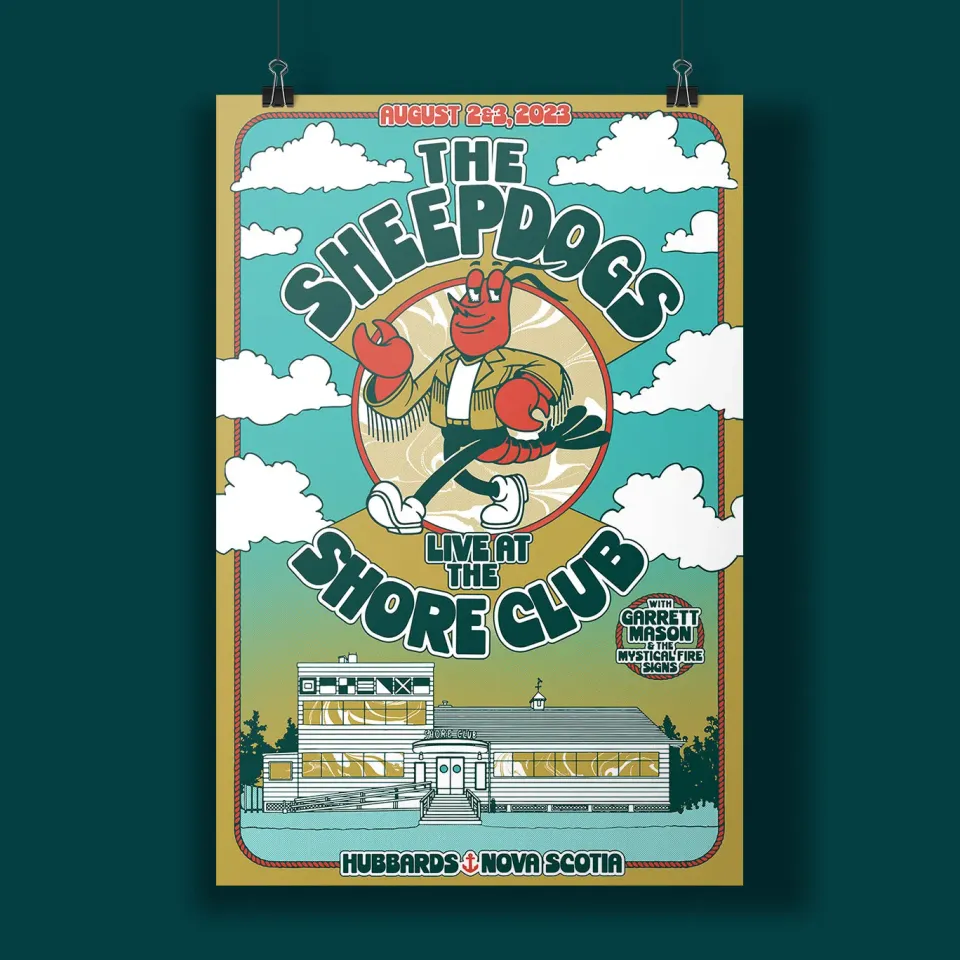 Sheepdogs Recording Co Shore Club affiche concert 28x43 cm