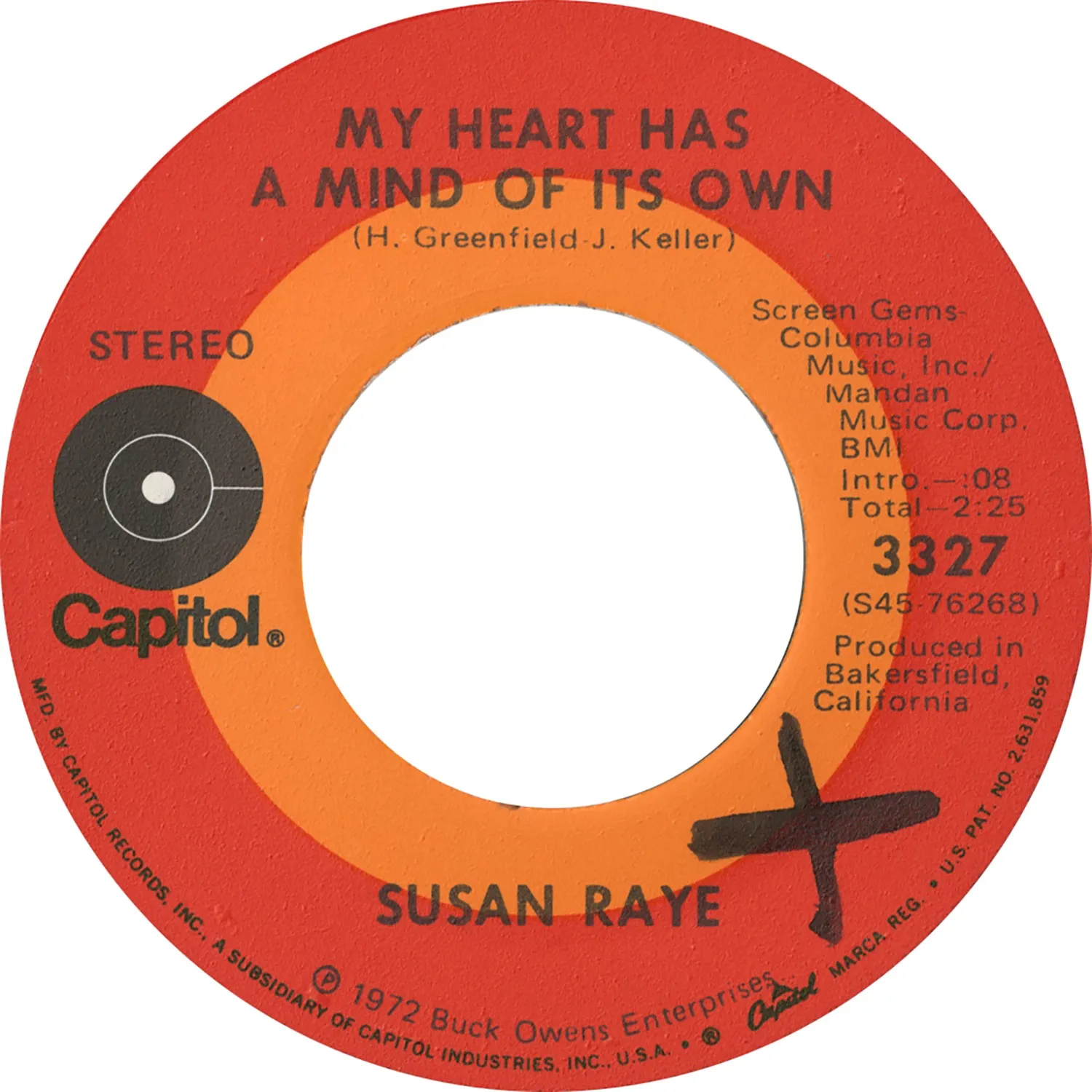 Susan Raye My Heart Has A Mind 45 tours 7" vintage country