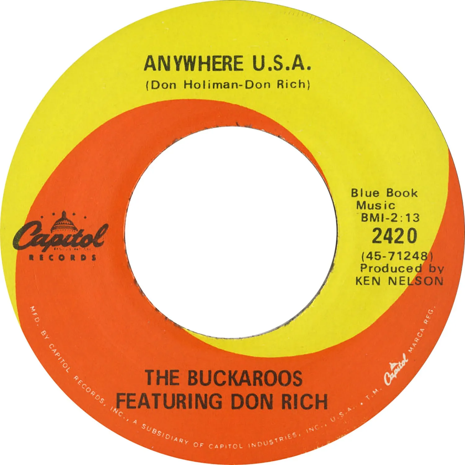 The Buckaroos Anywhere U.S.A. vinyle 7" vintage