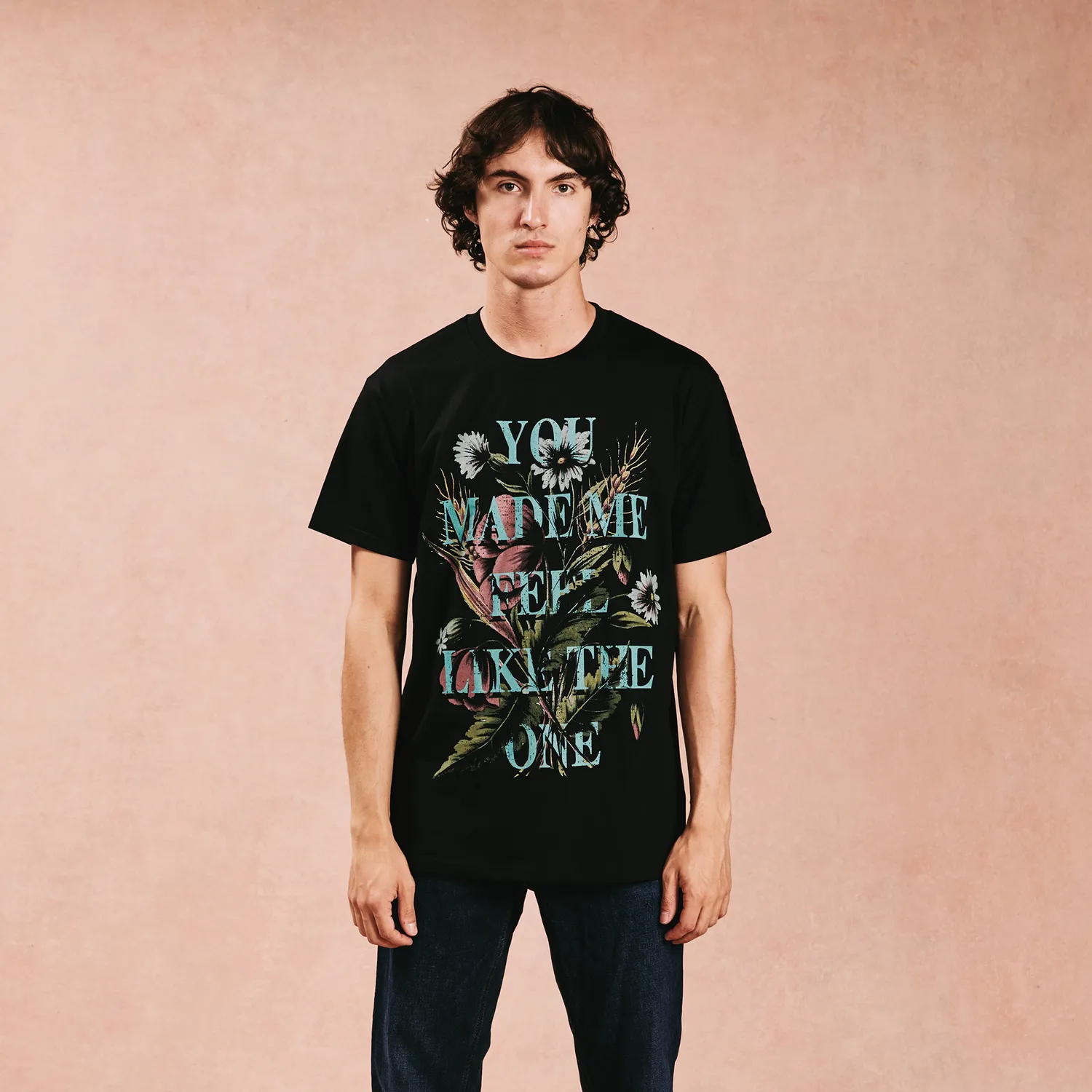 T-shirt Vintage You Made Me Feel Like The One noir coton