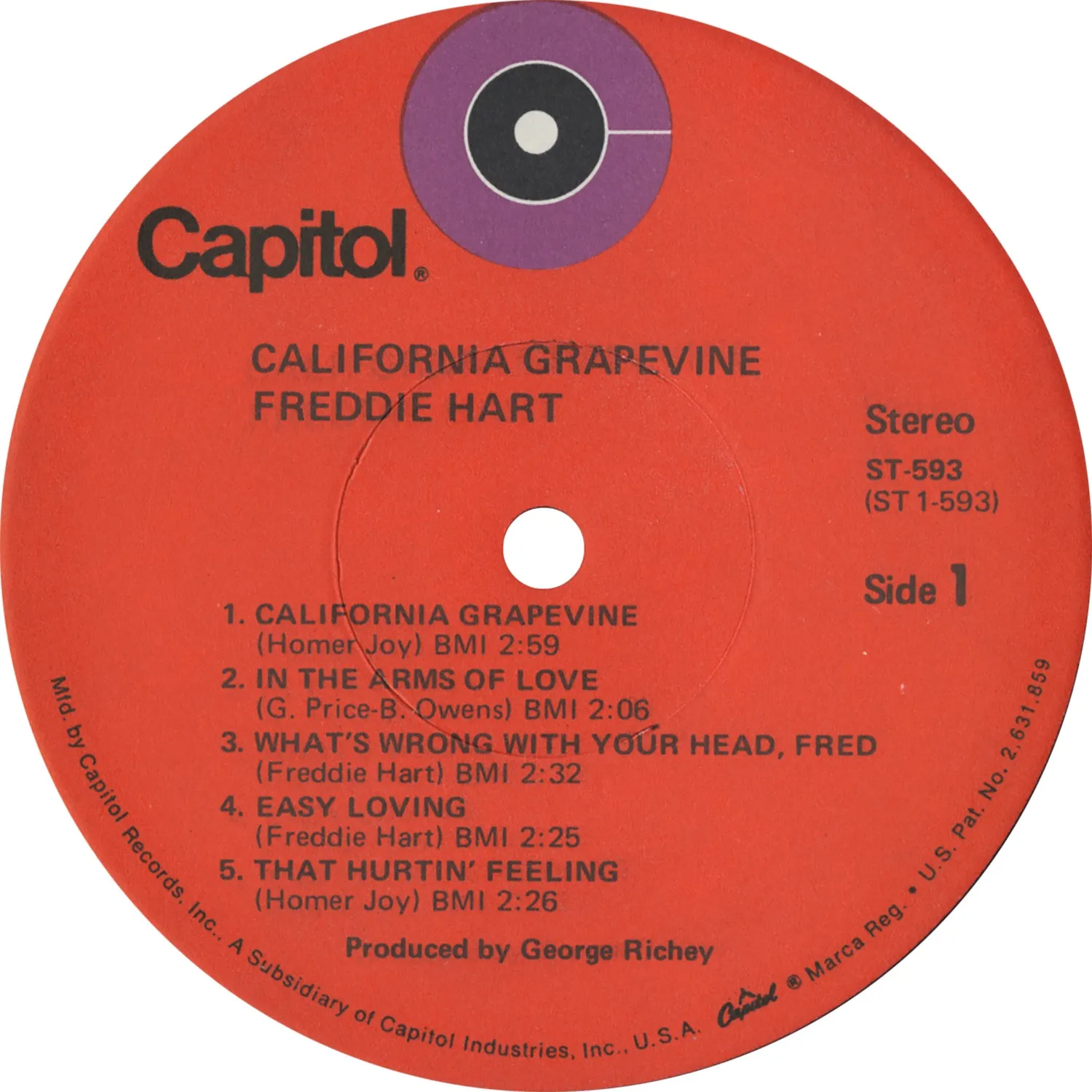 Omnivore Freddie Hart California Grapevine vinyle vintage scellé