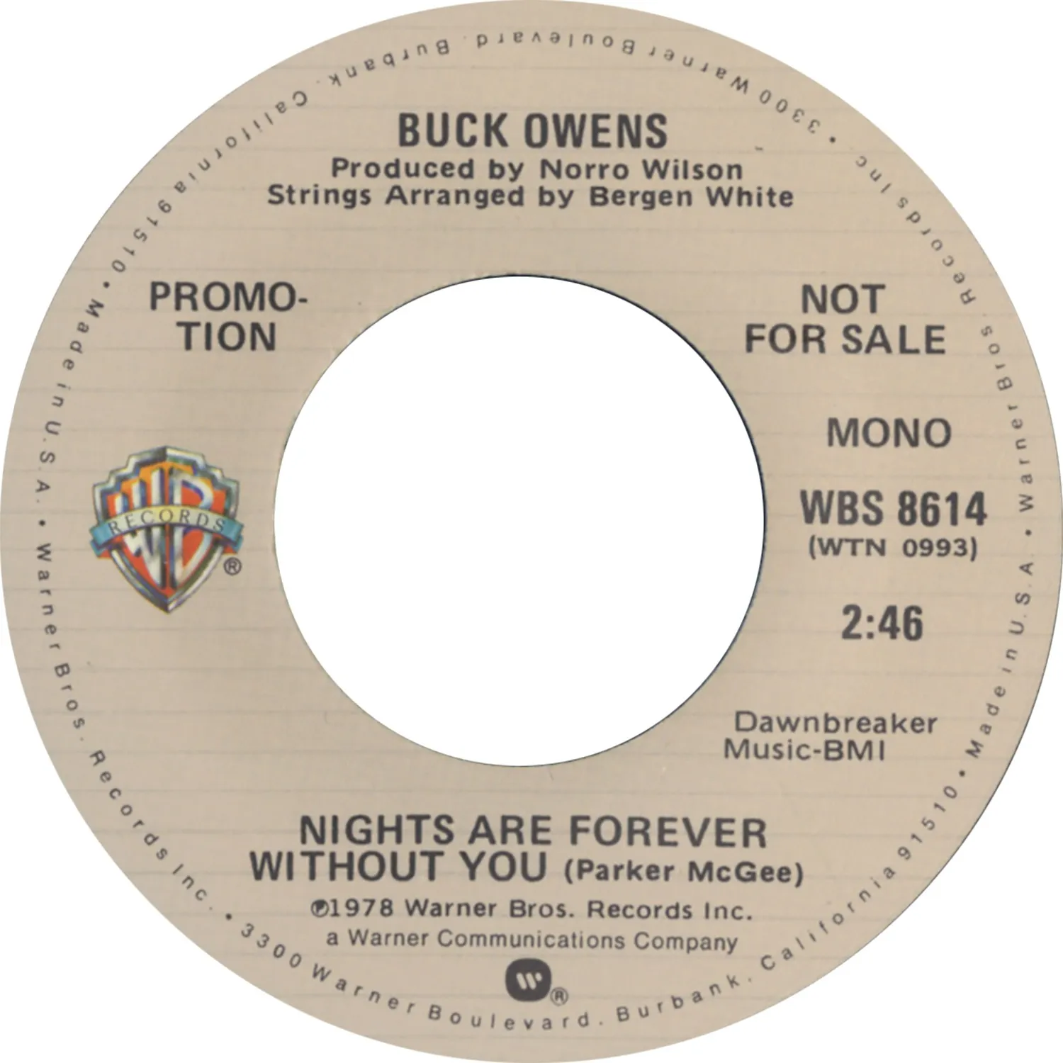 Omnivore Buck Owens Nights Are Forever Without You single 7 pouces