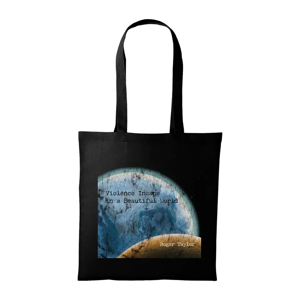 Roger Taylor Violence Insane in a Beautiful World Tote bag noir